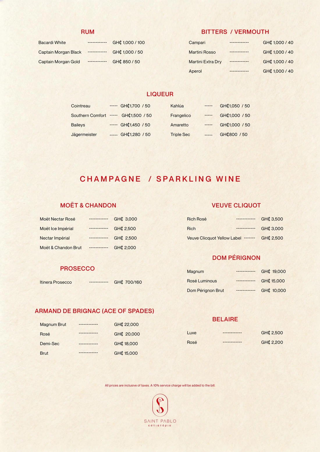 Drinks menu, page 5 of 11