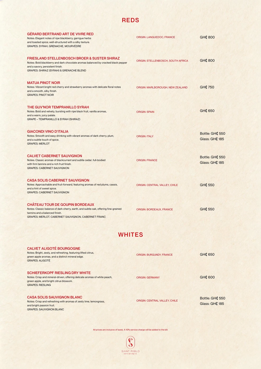 Drinks menu, page 8 of 11
