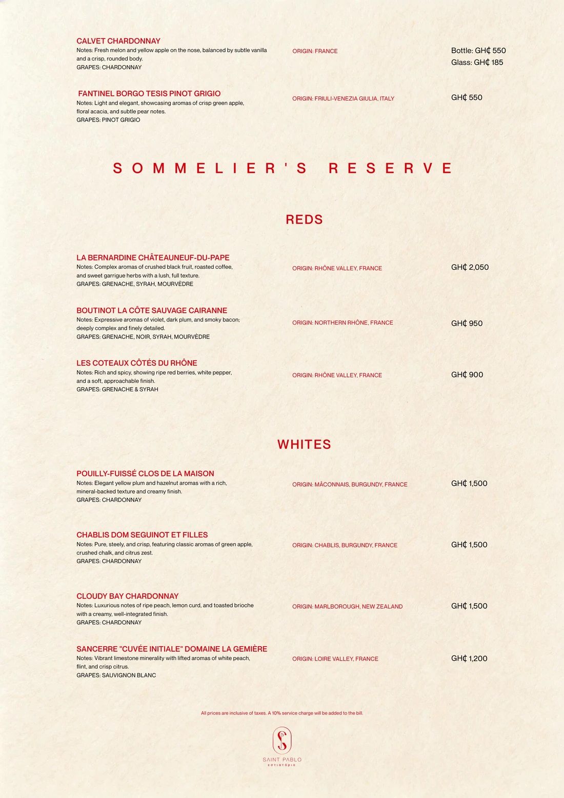 Drinks menu, page 9 of 11