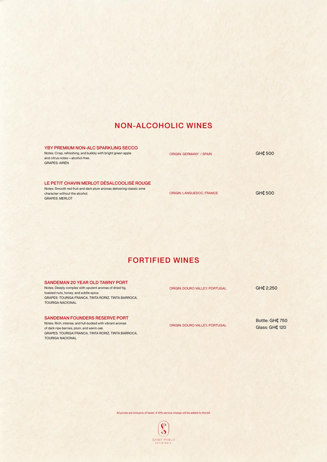 Drinks menu, page 11 of 11