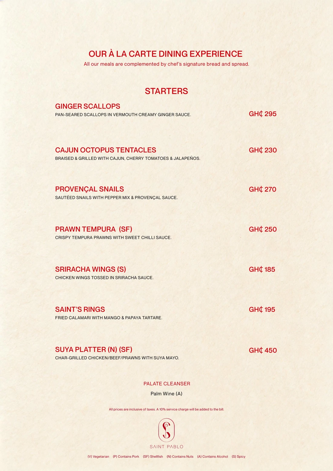 Food menu, page 3 of 7